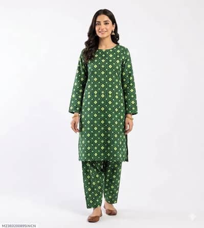 2 Pcs Women's Unstitched Painted Suit
