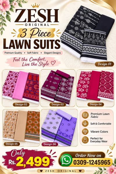 Original Zesh 3 Piece Lawn Suits | Premium Summer Collection 2026