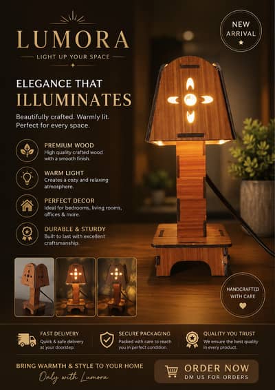  Handcrafted Wooden LED Lamp | Stylish Gift Idea
