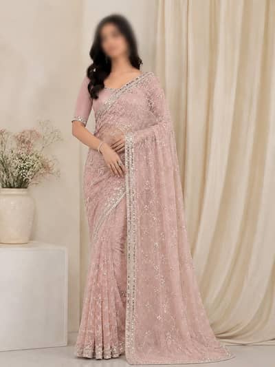 unstitched net saree