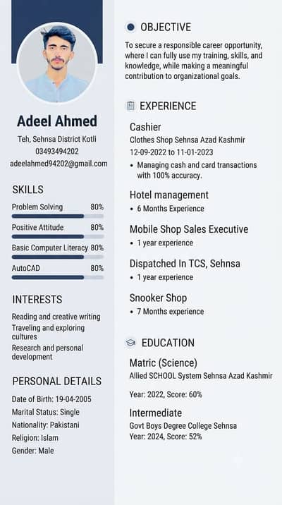 i want job any where