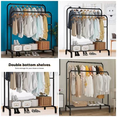*Triple Row Multi-Functional Dustproof Coat Rack Plus Shoe Rack