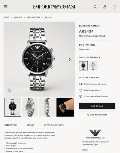  Emporio Armani  chronograph watch