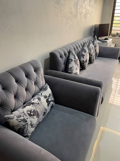 3 seater 2 seats sofa  full set available ha along with cushion sofa