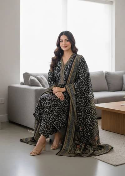 Printed lawn 3-piece women suit