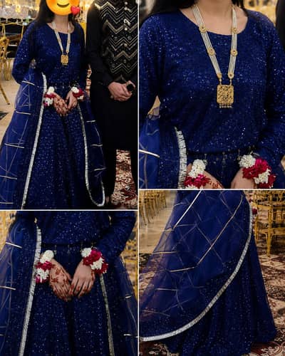 original navy blue heavy sequence sharara dress with dupatta
