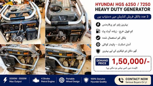 Hyundai Generator HGS6250/HGS7250 | Like New | Excellent Condition