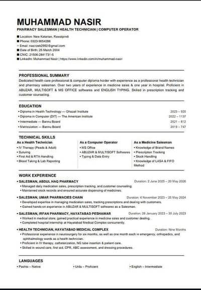 Need job pharmacy salesman / Dispensar