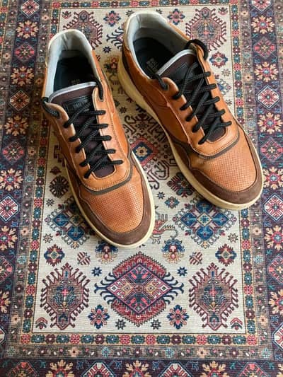 Brown Leather Casual Sneakers | Men Imported Shoes | Premium Thrifted
