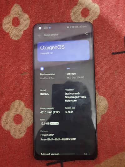 One Plus 8 Pro 12+12 ram 256stroage Pta approved  All ok