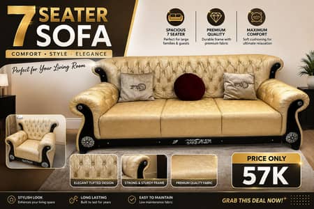 7 Seater Luxury Sofa Set for Sale | Premium Fabric | Only PKR 57,000
