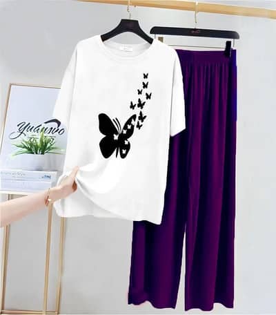 White printed night suit