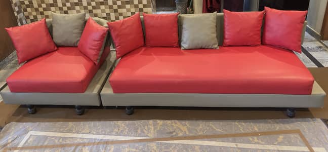 4 seater pure wood leather sofa set
