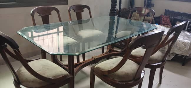 Dinning Table with glass top and chairs