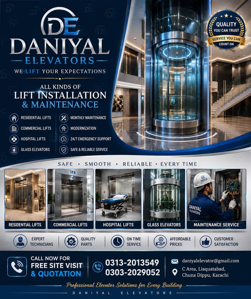 "Professional Elevator Installation & Maintenance - Daniyal Elevators" 0