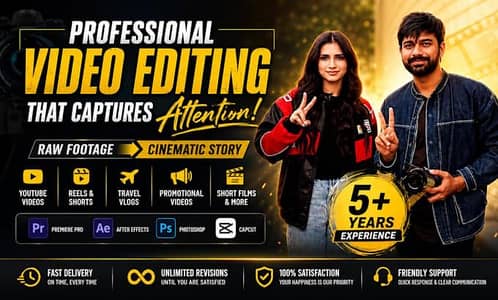 Professional video editing and graphic designing available