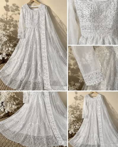 Heavy Embroidered White formal Dress - Perfect 10/10 Condition