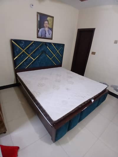 just a bed without side tabels and matress . . .