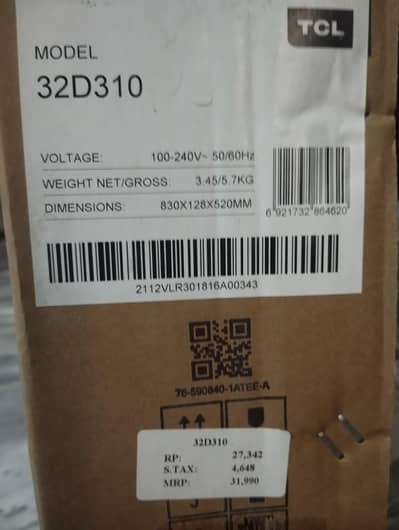 Pin Pack  Brand New 32 Inch TCL LED Non Smart