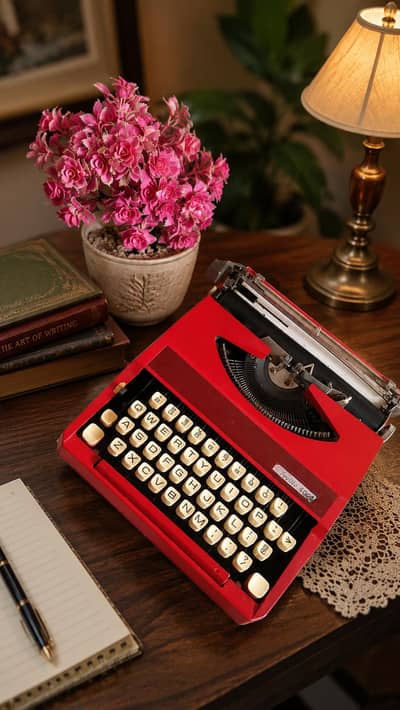 old antique Seville model 3000 typewriter red color