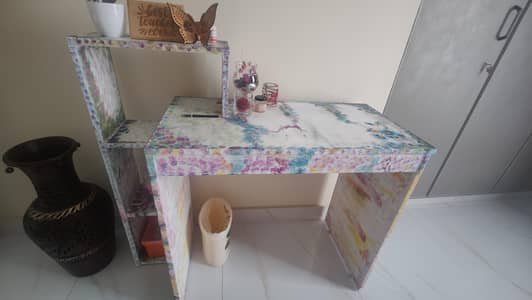 Children's Wooden Study Table & Chair – Hand-Painted Artistic Design