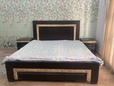 King size bed wooden with drawers