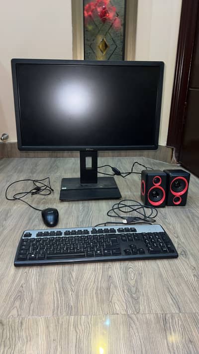 Dell monitor hp keyboard one mouse and two speakers for sale