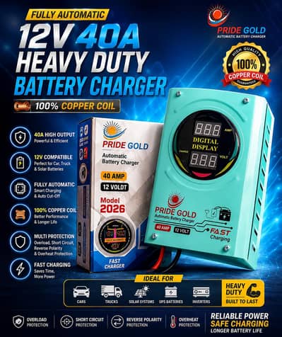 Battery Charger Automatic 12V 40A Heavy Duty Charger