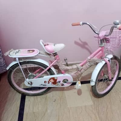 Stylish Pink Child's Bicycle with Bell and Carrier