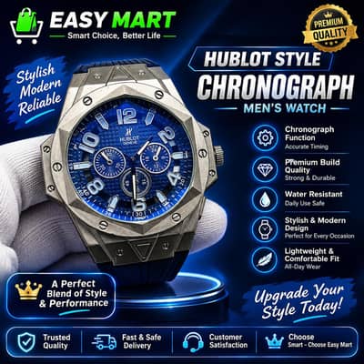 Luxury Men's Blue Dial Chronograph Style Watch