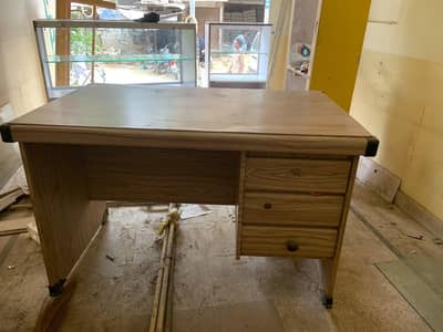 computer table, 2 shop counters and 1 shelve