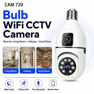 BULB Camera Dual lens  Two way audio motion detection camera