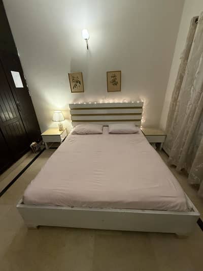 Wooden Queen Bed with Side Tables