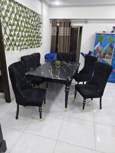 Dining table with six chairs