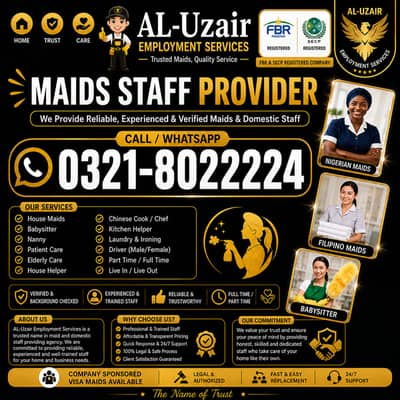 House Maids Babysitter Nanny Filipino Maid / Nigerian Maid Available