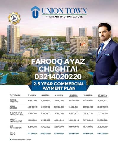 UNION TOWN RESIDENTIAL AND COMMERCIAL PLOT AVAILABLE FOR SALE ON INSTALLMENT IN UNION TOWN ABDUL SATTER EDHI ROAD NEAR WAPDA TOWN MAIN ROAD LAHORE