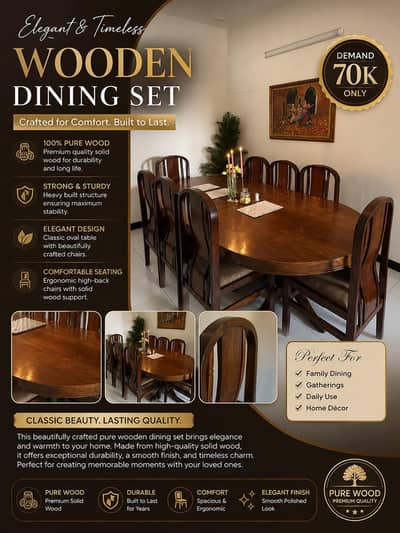 Pure woof Dining set for Sale- sturdy & comfy
