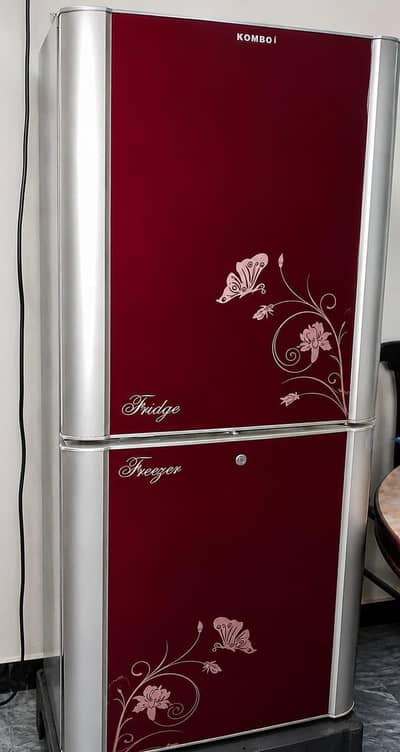 Waves Full Size Double Door Fridge for Sale ,Maroon Floral Design