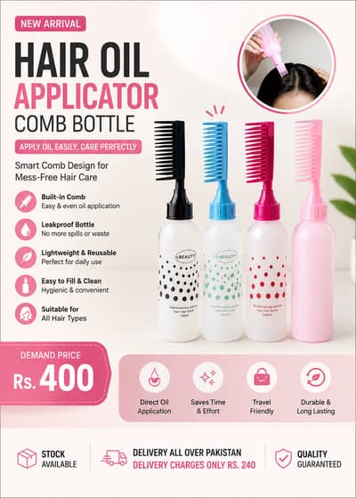 Hair Oil Applicator Comb Bottle