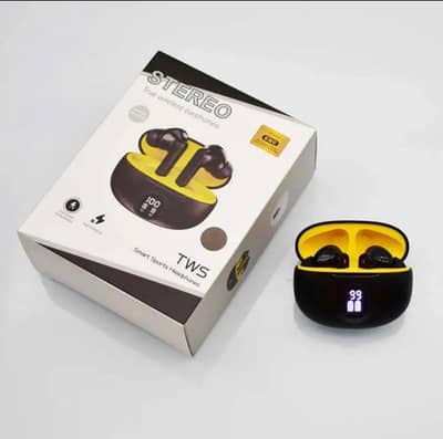 Premium Wireless Earbuds Black Yellow Bluetooth 5.3