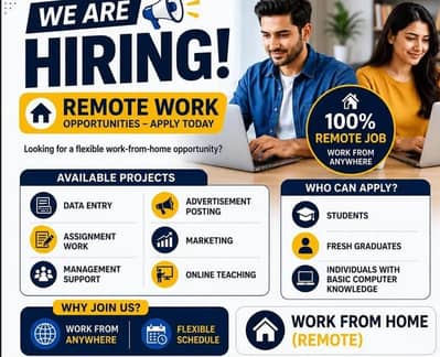Data Entry Jobs , Work from Home , Online Jobs , Male & Female Staff