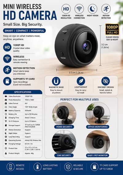 Mini Wireless 1080P HD WiFi Security Camera