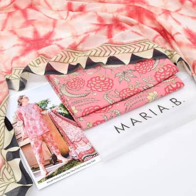 pink printed lawn shirft with chiffon dupatta