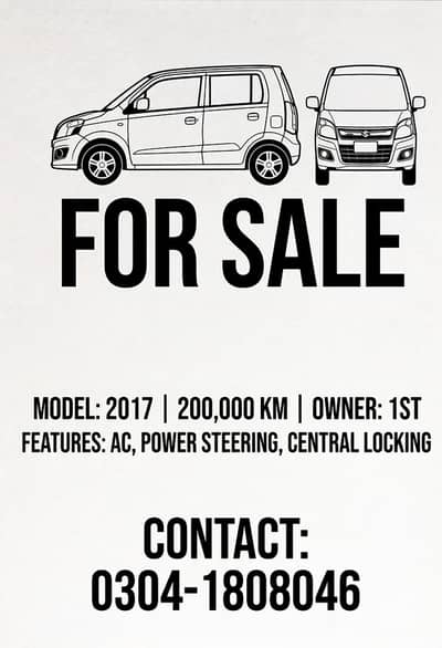 Suzuki Wagon R VXL 2017 - First Owner - 03041808046