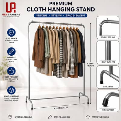 Silver antic powder coated clothes stand
