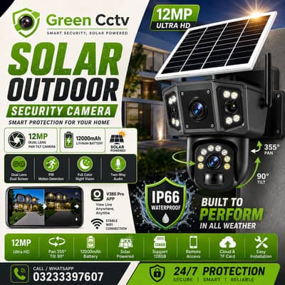 Outdoor Solar CCTV Camera | 24/7 Home & Office Security | | 12000mAh