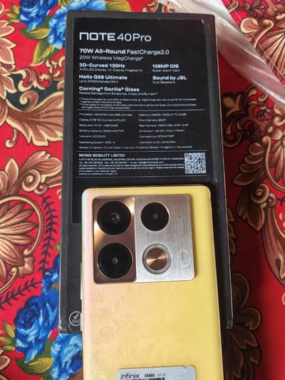 Infinix Note 40 Pro with box 12/256, 108mp camera