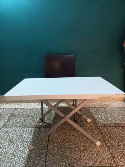 Plastic Chairs + 1 Folding Table Set | Used | Good Condition