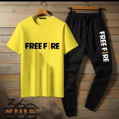 Men Printed Polyester Track Suit Yellow 2Pc