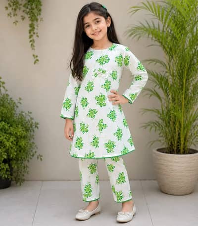 Girls 2 Piece Printed Suit | Kids Summer Dress | Cotton Shirt & suit